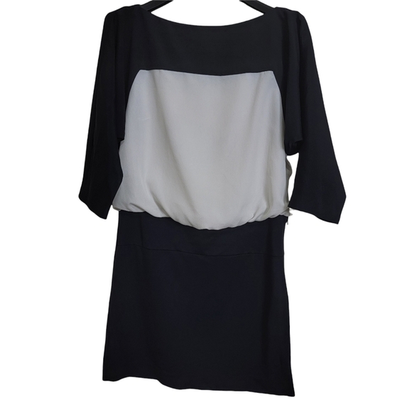 Loft Black White Color Blocked Career Work Mixed Media Dolman Dress Size 2 - Picture 1 of 6